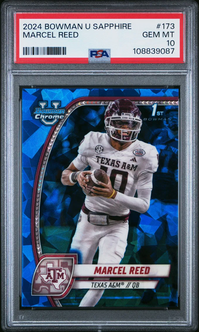 2024 #173 Marcel Reed PSA 10 Bowman University Chrome Sapphire