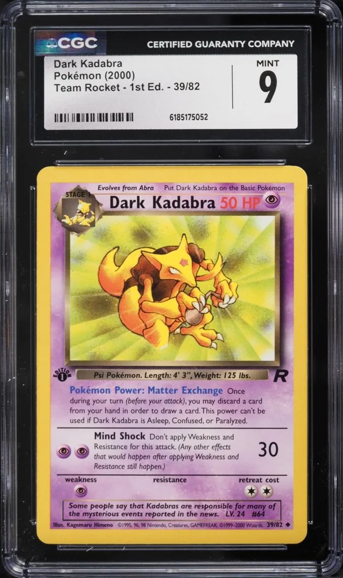 2000 #39 Dark Kadabra CGC 9 Pokemon Team Rocket 1st Edition