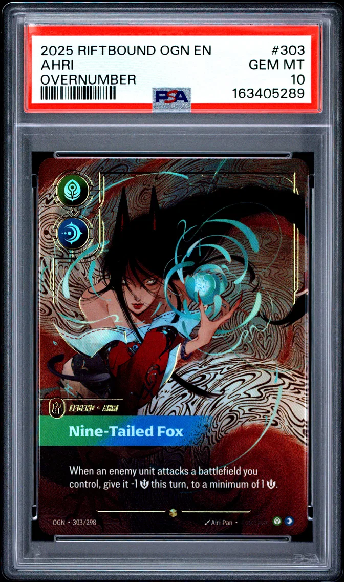 2025 #303 Ahri - Nine-Tailed Fox PSA 10 Riftbound: League of Legends Ogn-Origins