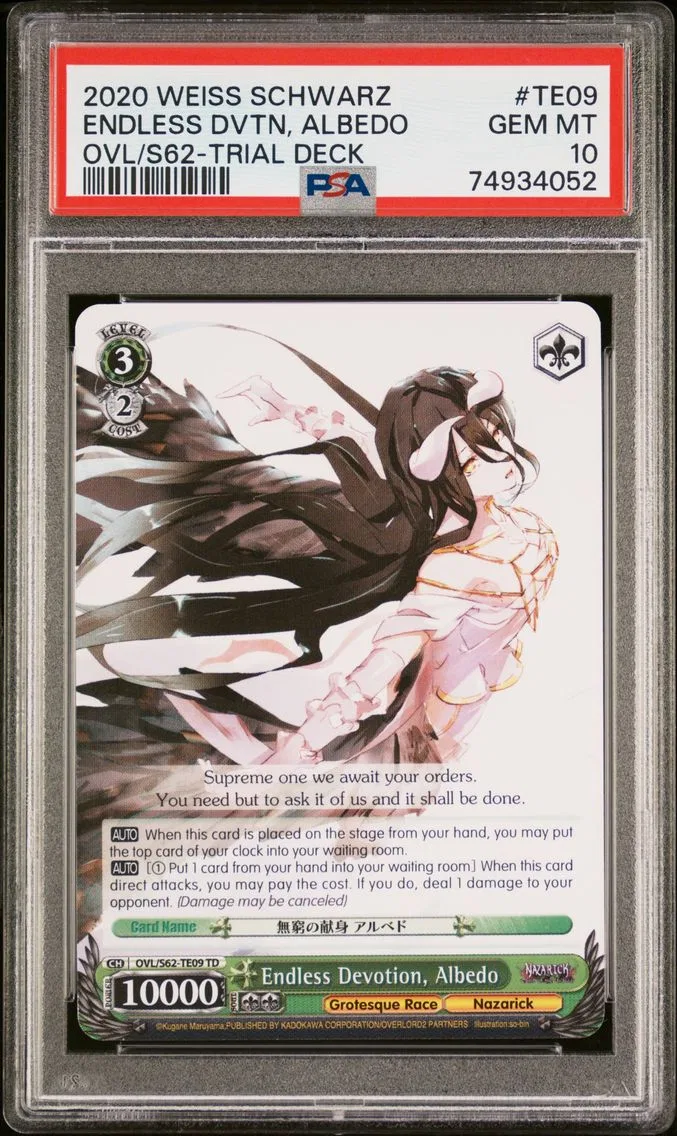 2020 #TE09 Endless Devotion, Albedo PSA 10 Weiss Schwarz Nazarick: Tomb of the Undead