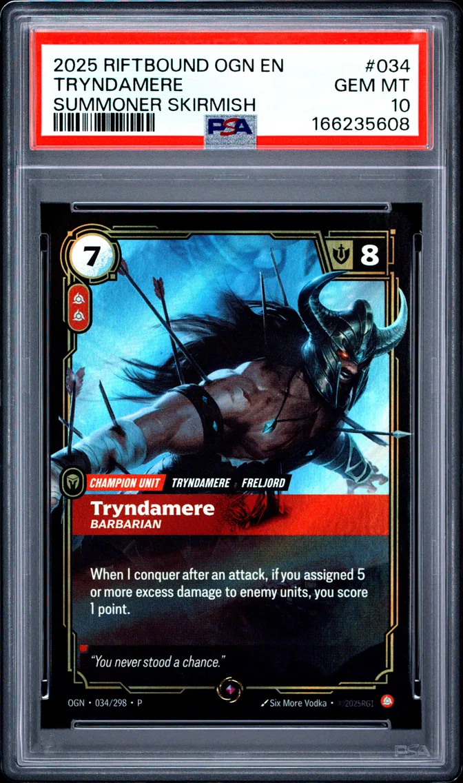 2025 #034 Tryndamere - Barbarian PSA 10 Riftbound: League of Legends Ogn-Origins