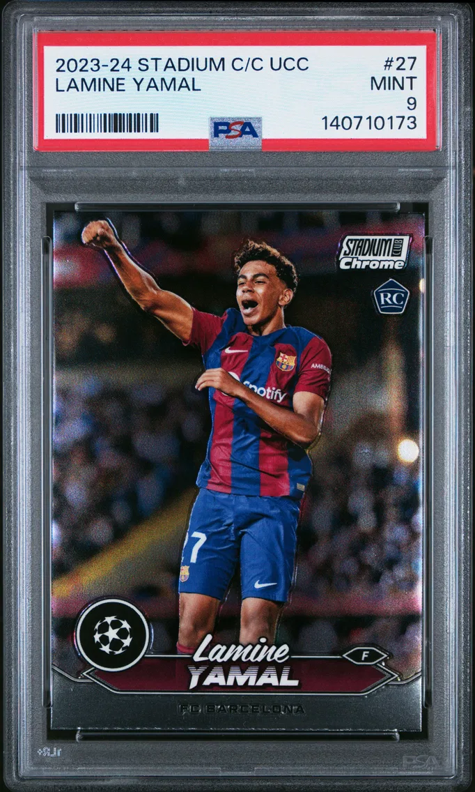 2023 #27 Lamine Yamal PSA 9 Topps Stadium Club Chrome UEFA Club Competitions