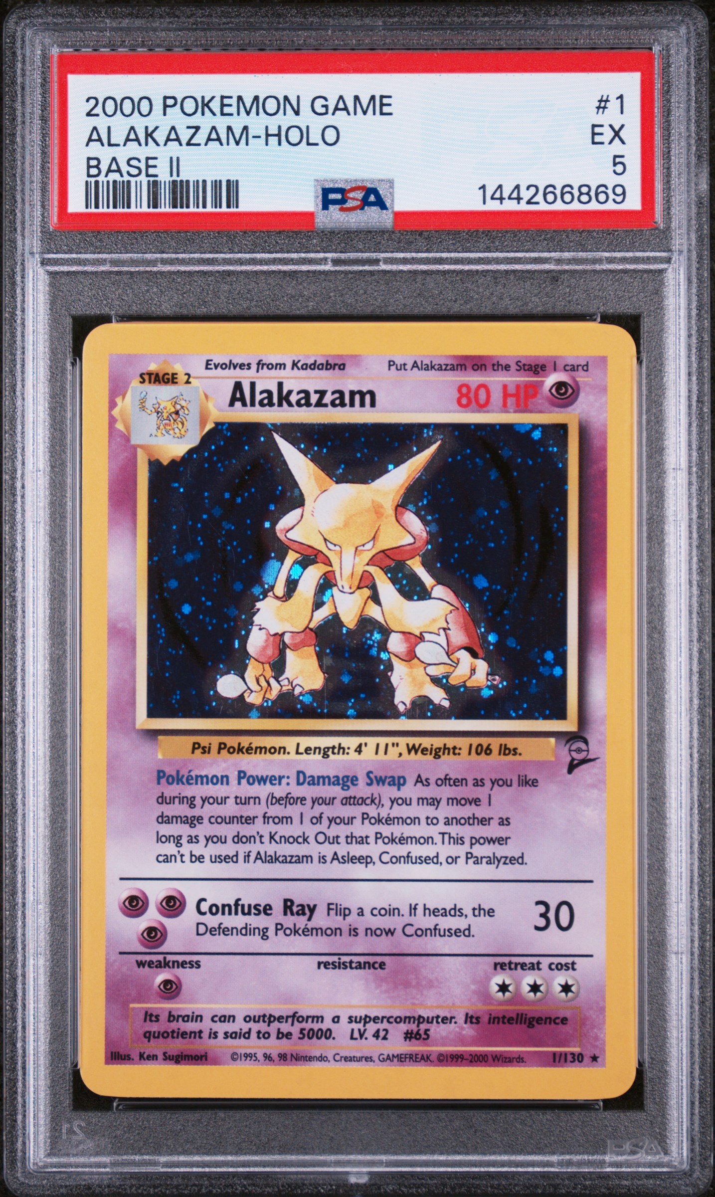 2000 #1 Alakazam-Holo PSA 5 Game Base Ii