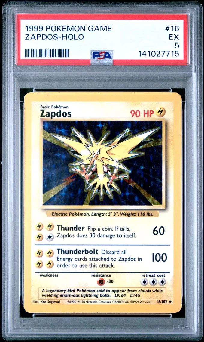 1999 #16 Zapdos-Holo PSA 5 Game Pokemon