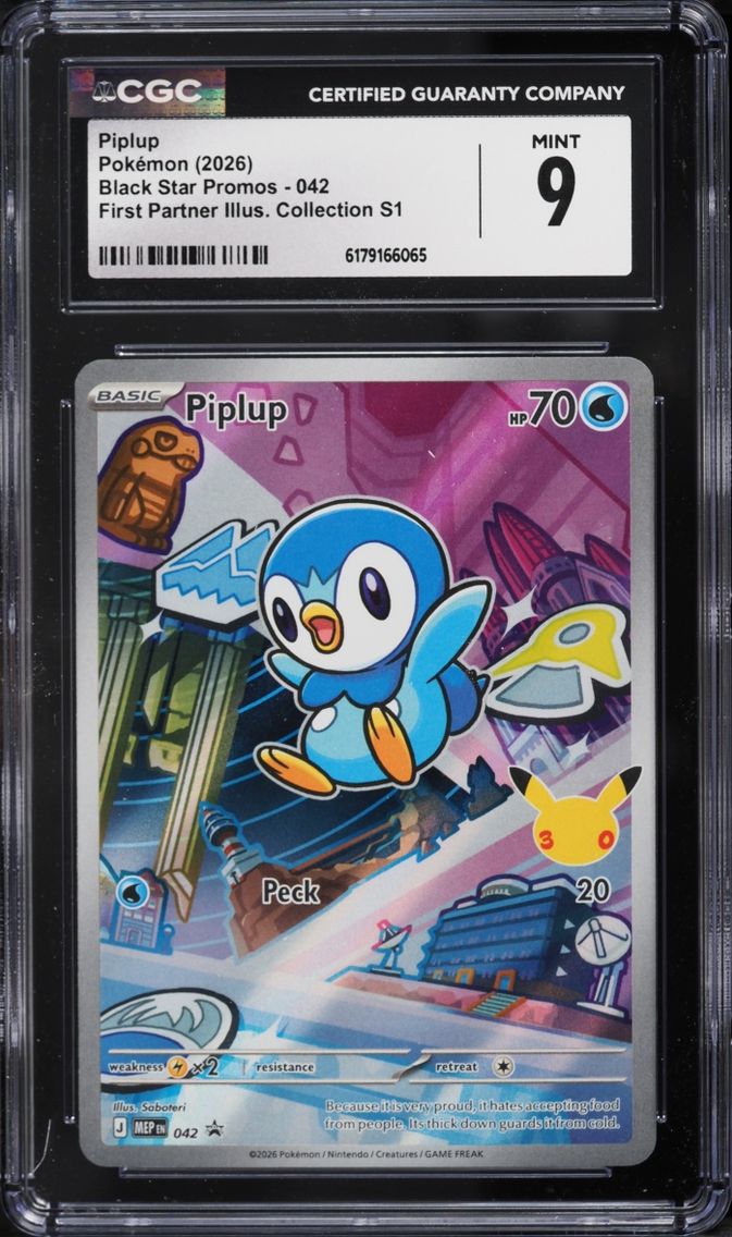 2026 Pokemon Mega Evolution Promo First Partner Illustration Full Art Piplup #42 CGC 9 MINT