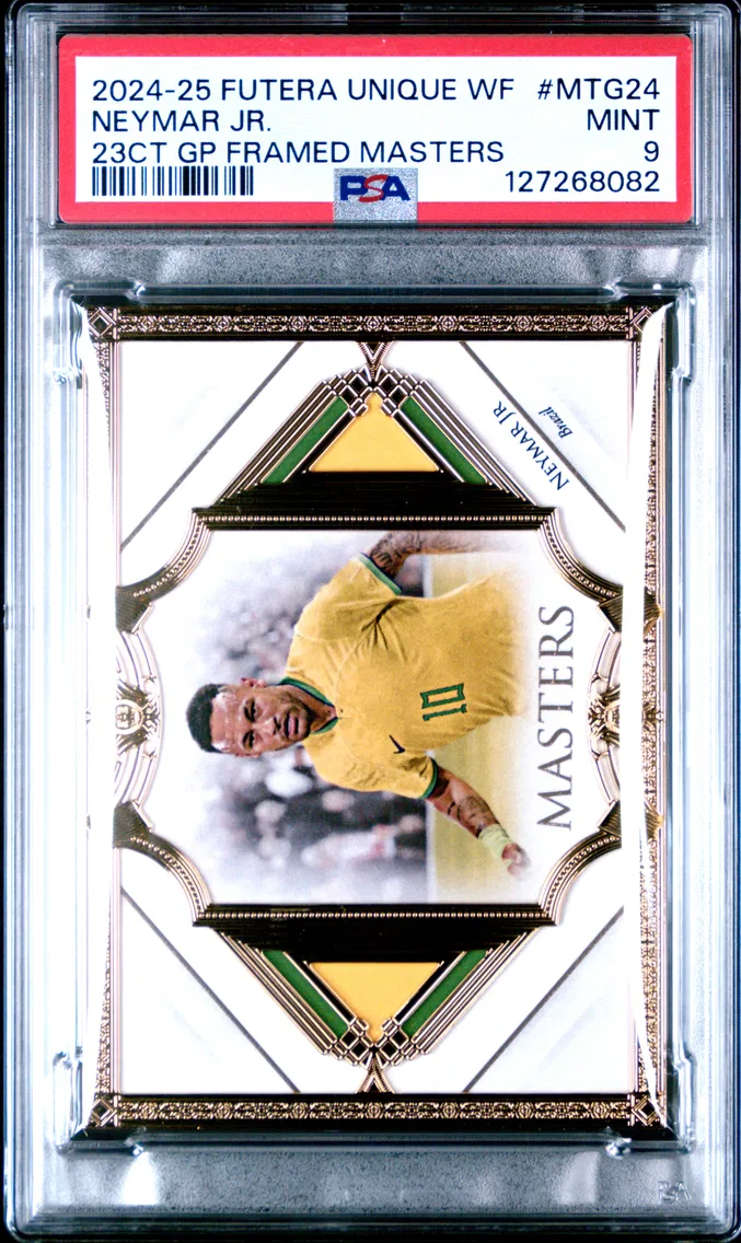 2024 #MTG24 Neymar Jr. PSA 9 Futera Unique World Football 23CT Gold Plated Framed Masters