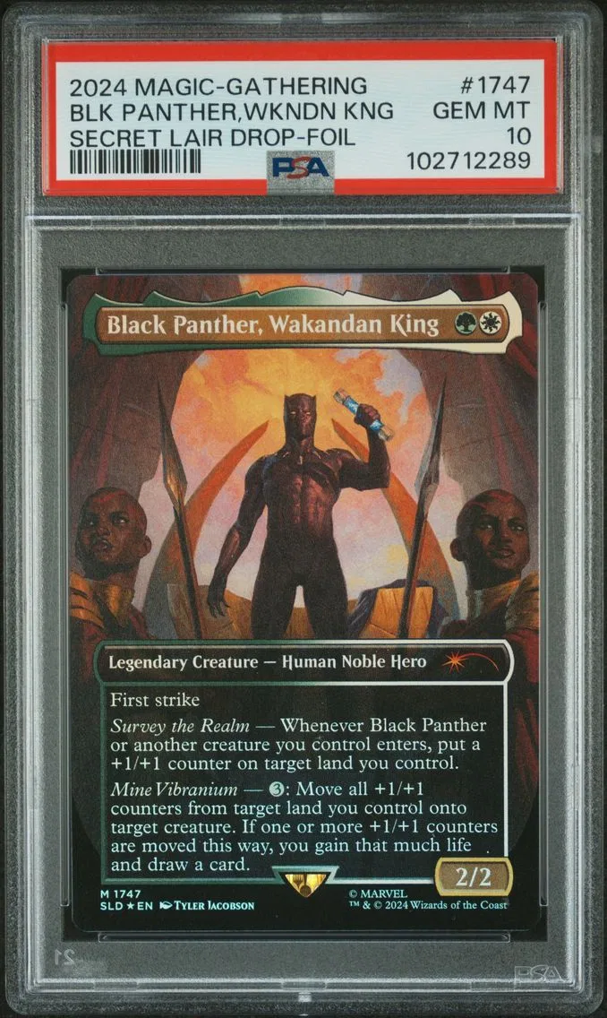 2024 #1747 Black Panther, Wakandan King Foil PSA 10 MAGIC THE GATHERING SECRET LAIR DROP