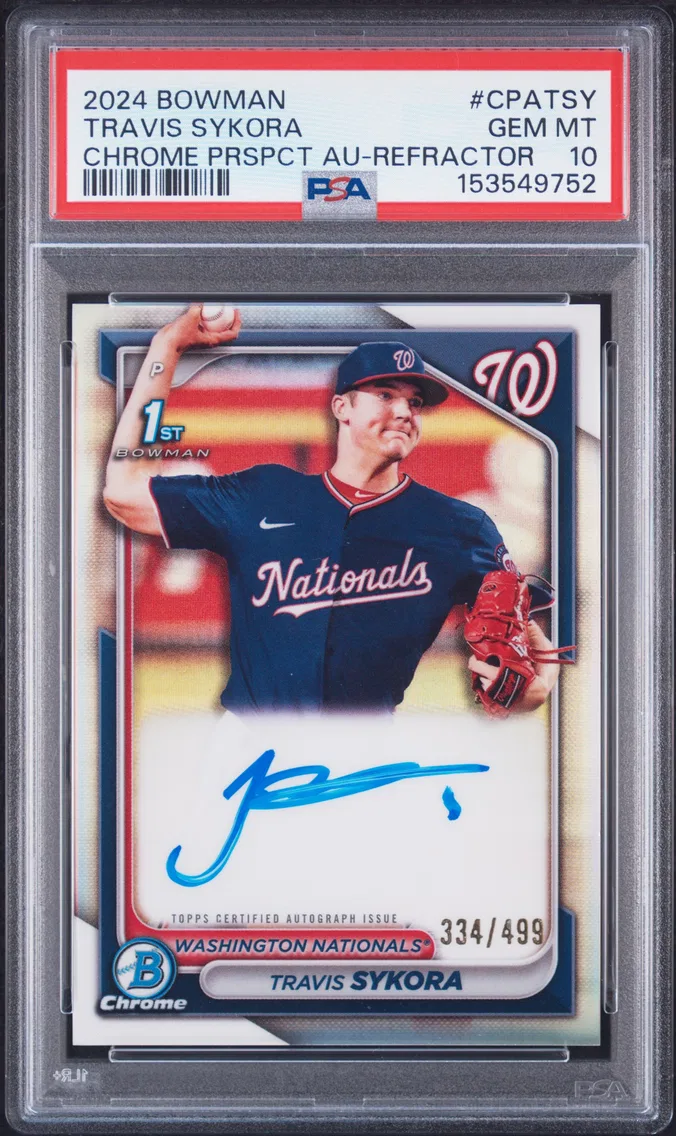 2024 #CPATSY Travis Sykora PSA 10 Bowman Chrome Prospect Autographs