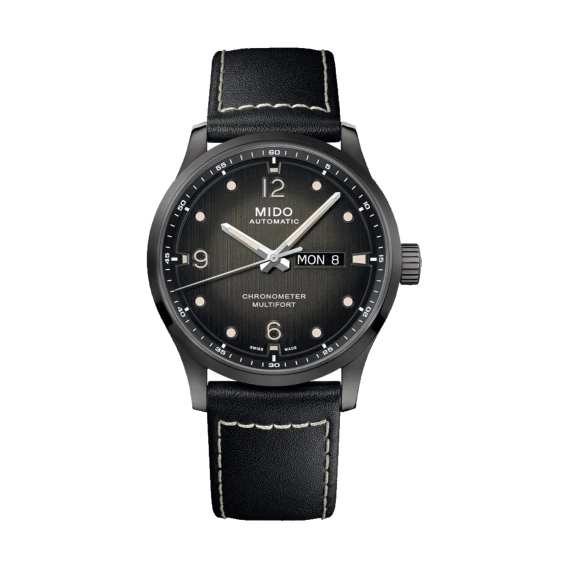 MIDO Multifort M Chronometer Anthracite PVD 42mm - Black on Leather Strap