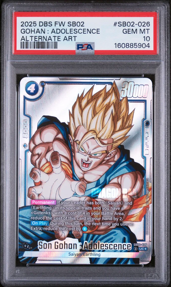 2025 #SB02-026 Son Gohan : Adolescence PSA 10 Dragon Ball Super Card Game Fusion World Manga Booster 02