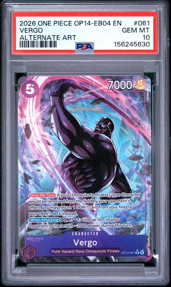 2026 #061 Vergo PSA 10 One Piece OP14-EB04-the Azure Sea's Seven