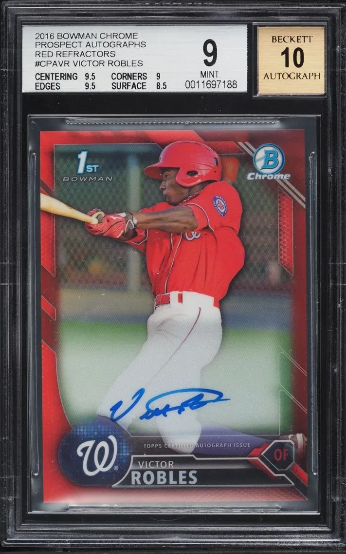 2016 Bowman Chrome Red Refractor Victor Robles PROSPECT AUTO 1/5 #CPA-VR BGS 9 MINT