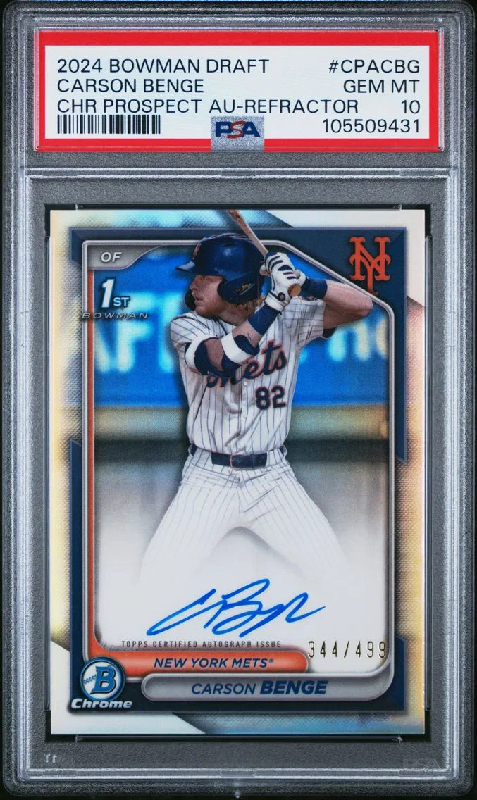 2024 #CPACBG Carson Benge PSA 10 Bowman Draft Chrome Prospect Autographs