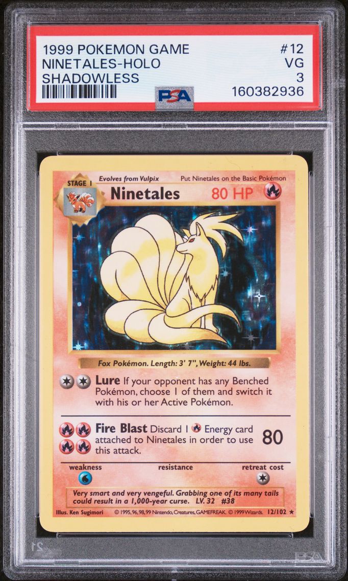 1999 #12 Ninetales-Holo Shadowless PSA 3 Game