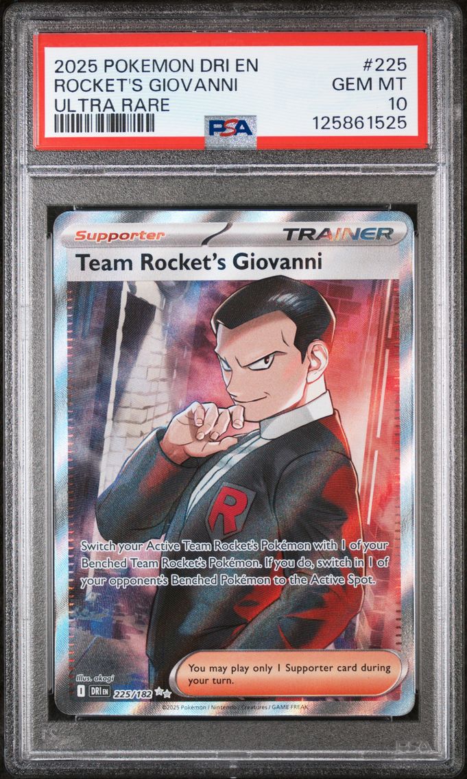 2025 #225 Team Rocket's Giovanni PSA 10 Dri EN-Destined Rivals Pokemon