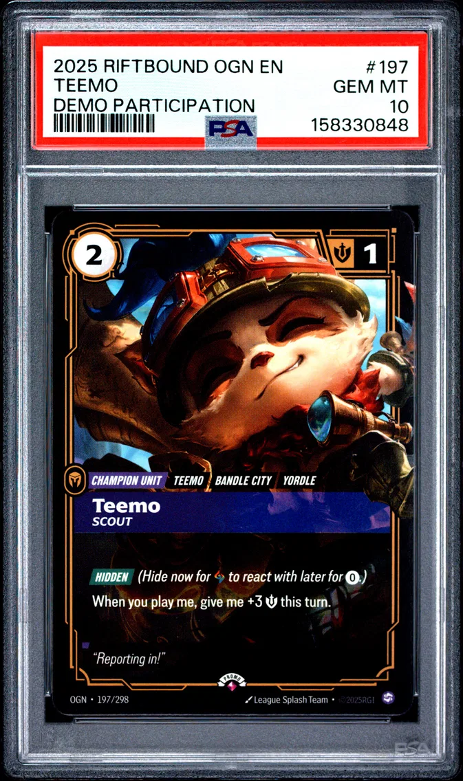 2025 #197 Teemo - Scout PSA 10 Riftbound: League of Legends Ogn-Origins