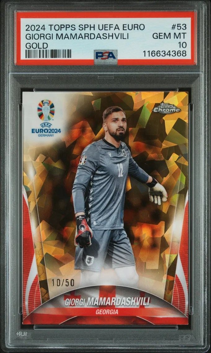 2024 #53 Giorgi Mamardashvili PSA 10 Topps Chrome Sapphire UEFA Euro