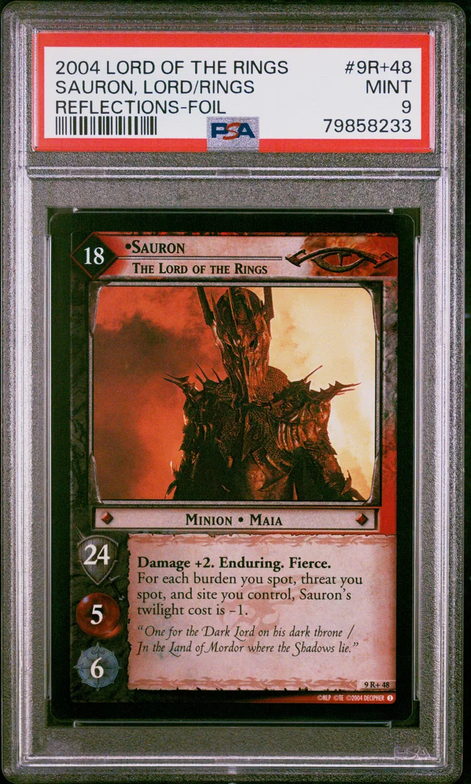 2004 #9R+48 Sauron, the Lord of the Rings PSA 9 Decipher Lord of the Rings Reflections