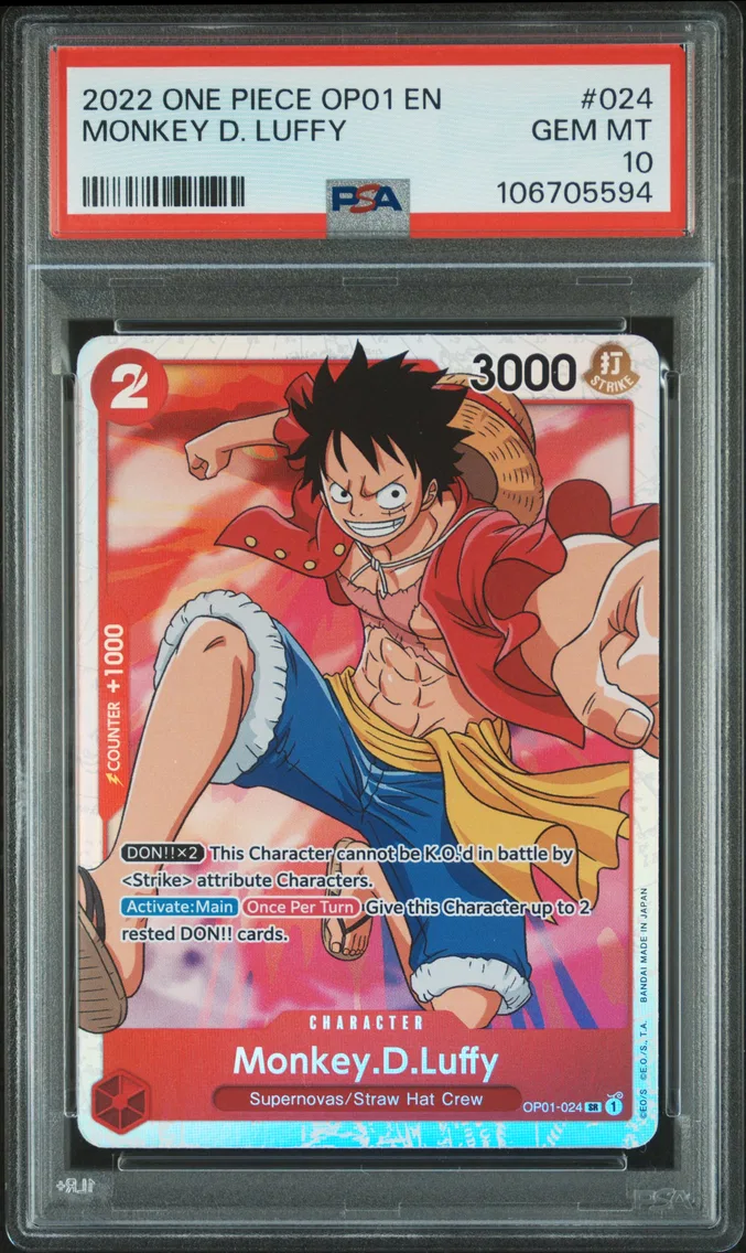 2022 #024 Monkey D. Luffy PSA 10 One Piece OP01-Romance Dawn