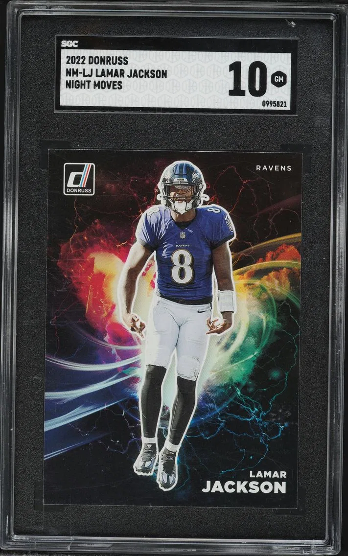2022 #NMLJ Lamar Jackson SGC 10 Panini Donruss Night Moves Football