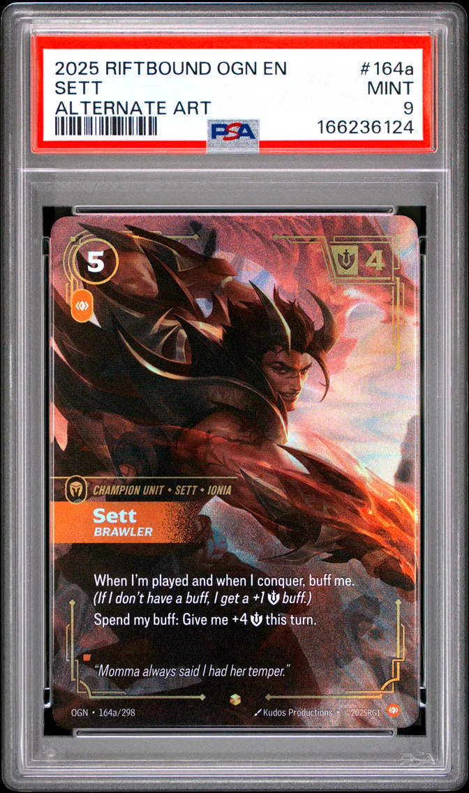 2025 #164a Sett - Brawler PSA 9 Riftbound: League of Legends Ogn-Origins