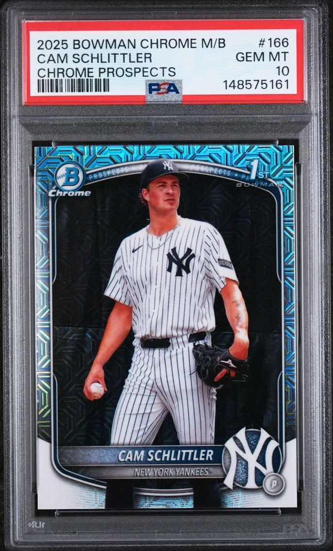 2025 #166 Cam Schlittler PSA 10 Bowman Chrome Mega Box Chrome Prospects