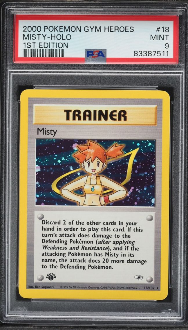 2000 #18 Gym Heroes 1st Edition Holo Misty MINT PSA 9 Pokemon