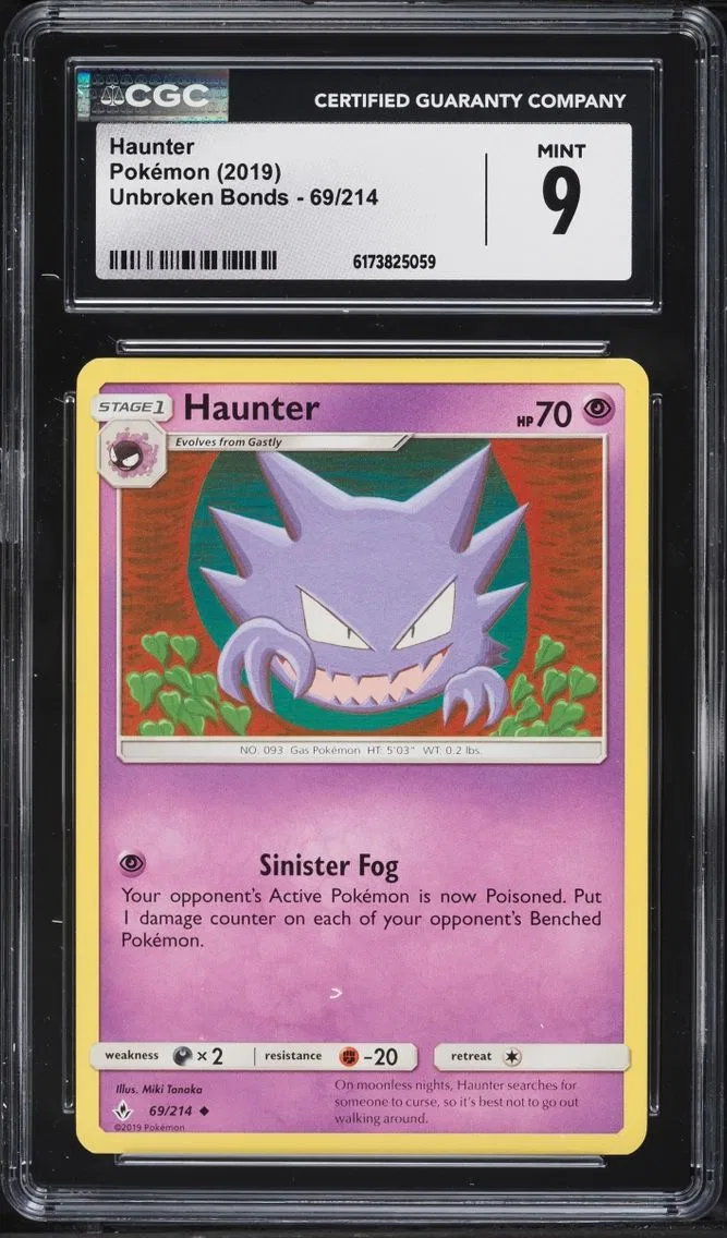 2019 Pokemon Sun & Moon Unbroken Bonds Haunter #69 CGC 9 MINT