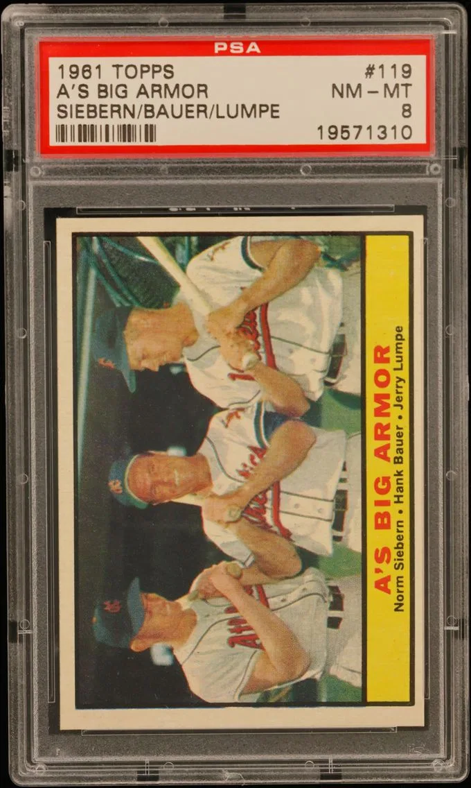 1961 #119 A's Big Armor PSA 8 Topps