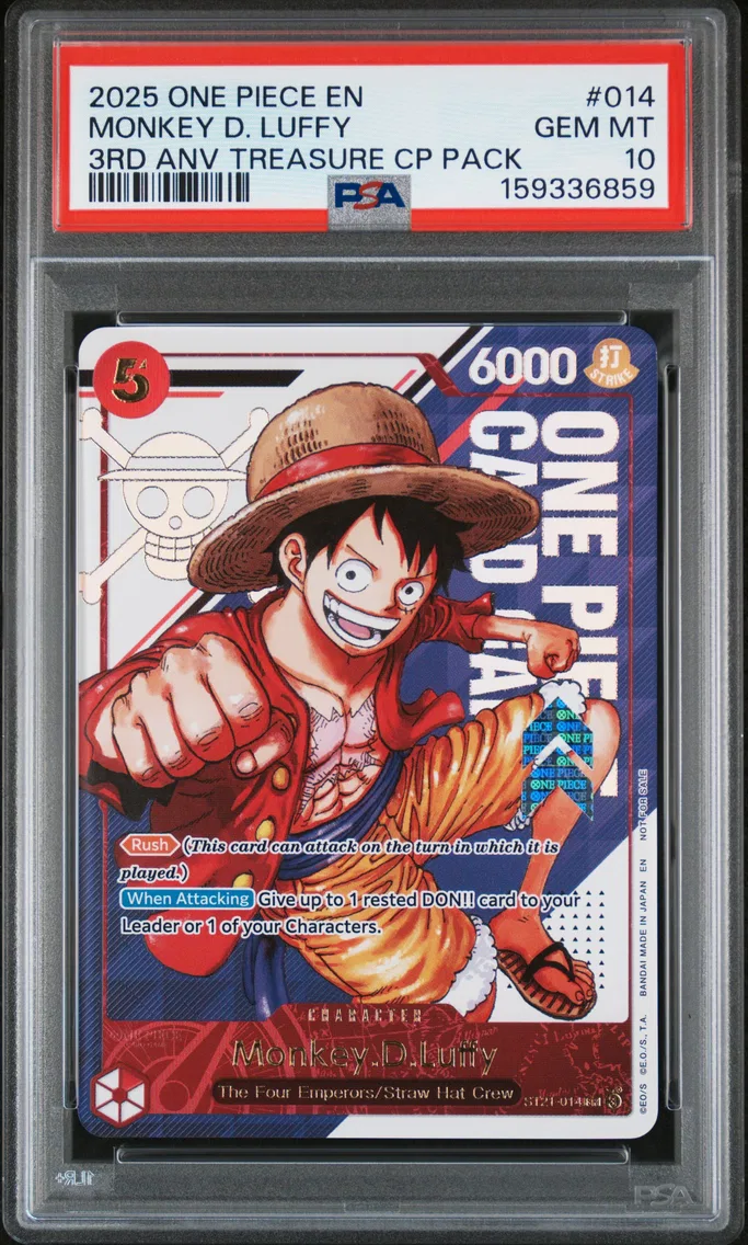 2025 #014 Monkey D. Luffy PSA 10 One Piece 3rd Anniversary! One Piece Card Treasure Campaign Pack