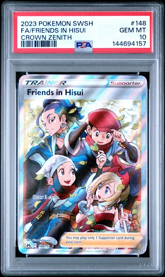 2023 #148 Full Art/Friends in Hisui PSA 10 Sword and Shield Crown Zenith