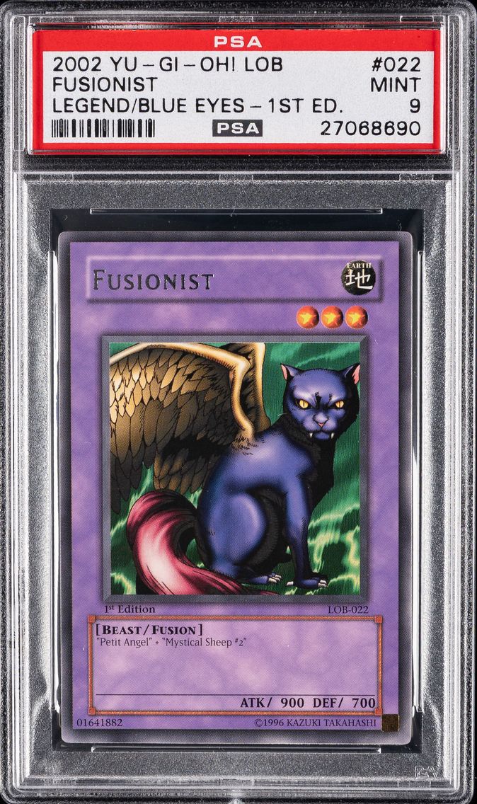 2002 #022 FUSIONIST PSA 9 YU-GI-OH! LOB-LEGEND OF BLUE EYES WHITE DRAGON | 1ST EDITION