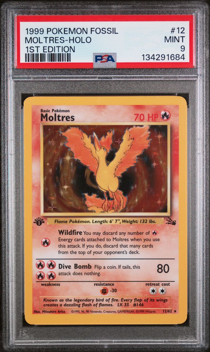1999 #12 Moltres-Holo 1st Edition PSA 9 Fossil