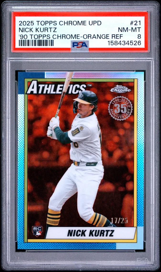 2025 #21 Nick Kurtz PSA 8 Topps Chrome Update 1990 Topps Chrome