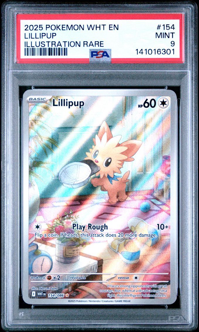 2025 #154 Lillipup PSA 9 Wht EN-White Flare Pokemon