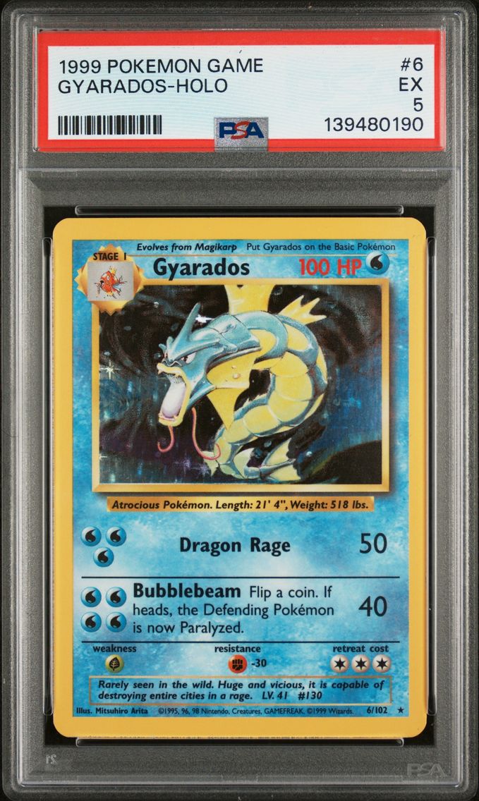 1999 #6 Gyarados-Holo PSA 5 Game Pokemon