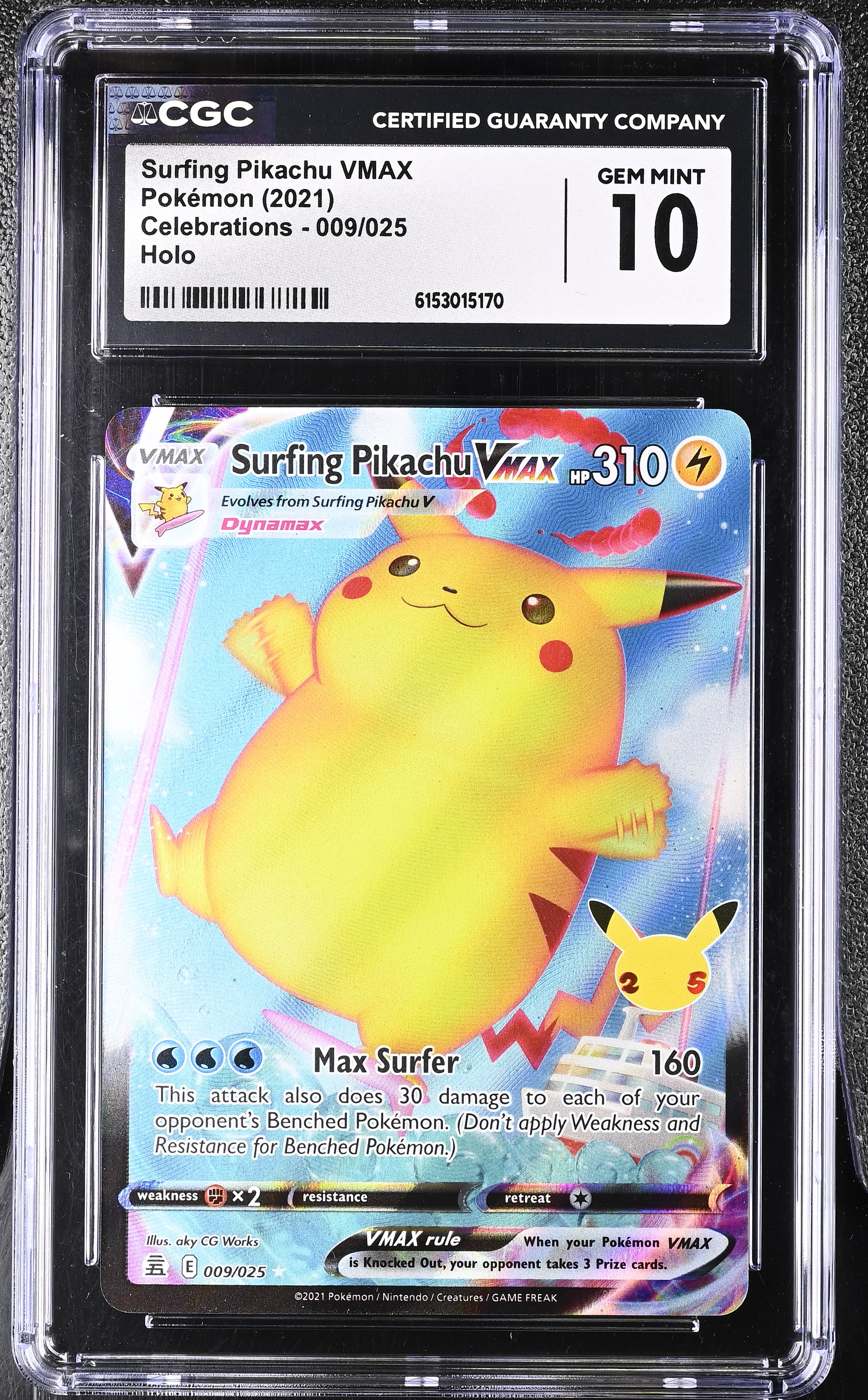 2021 #009 Surfing Pikachu Vmax CGC 10 Celebrations - English