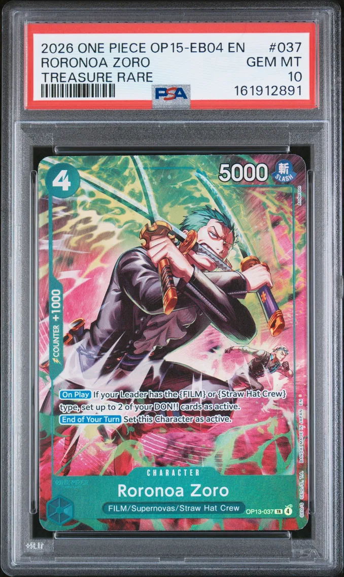 2026 #037 Roronoa Zoro PSA 10 One Piece OP15-EB04-Adventure on Kami's Island