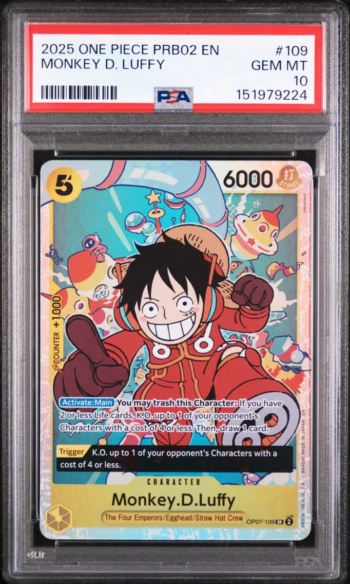 2025 #109 Monkey D. Luffy PSA 10 One Piece PRB02-Premium Booster -One Piece Card the Best- Vol.2