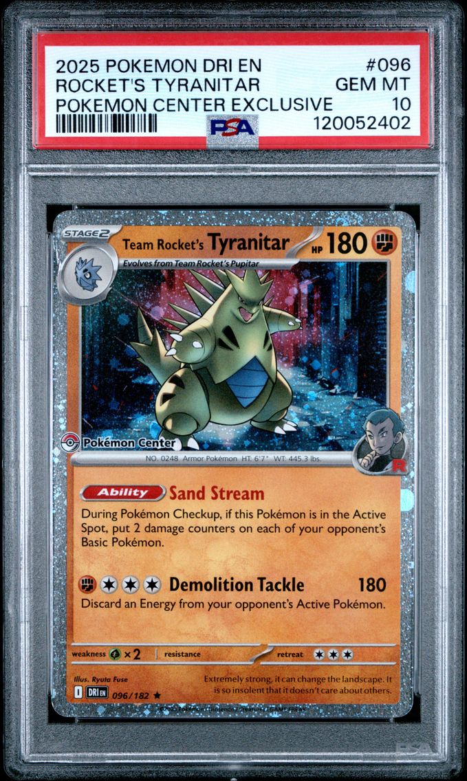 2025 #096 Team Rocket's Tyranitar PSA 10 Dri EN-Destined Rivals Pokemon