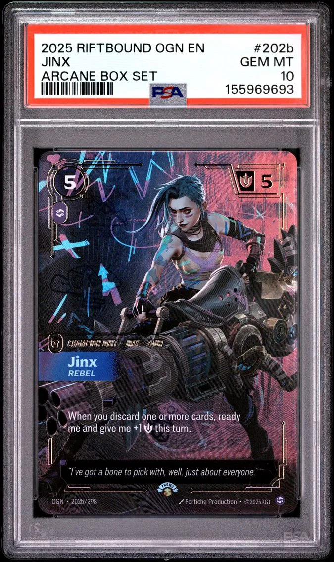 2025 #202b Jinx - Rebel PSA 10 Riftbound: League of Legends Ogn-Origins