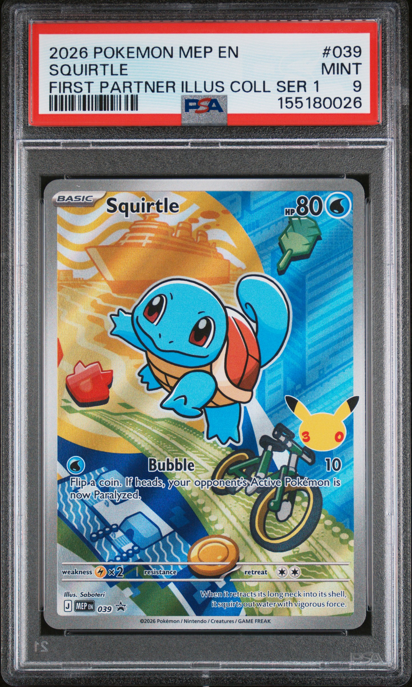 2026 #039 Squirtle PSA 9 Mep En-Me Black Star Promo