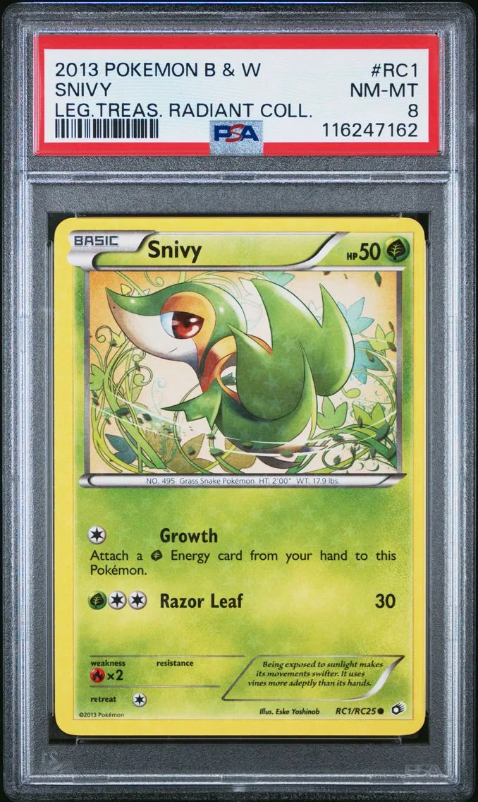 2013 #RC1 Snivy PSA 8 Black & White Legendary Treasures Radiant Collection Pokemon