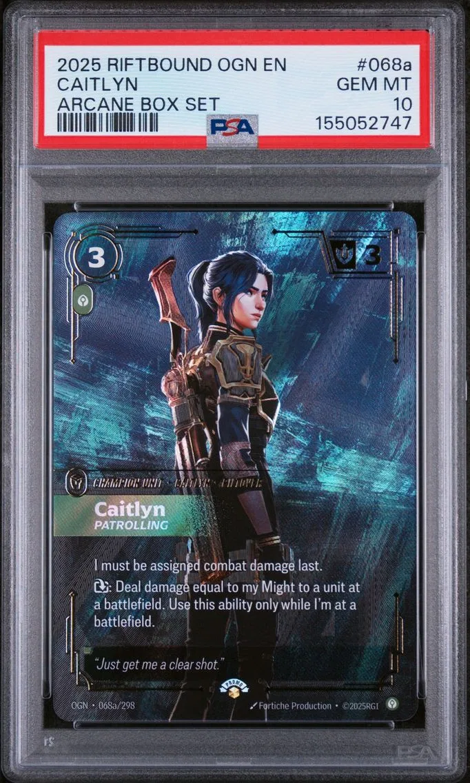 2025 #068a Caitlyn - Patrolling PSA 10 Riftbound: League of Legends Ogn-Origins
