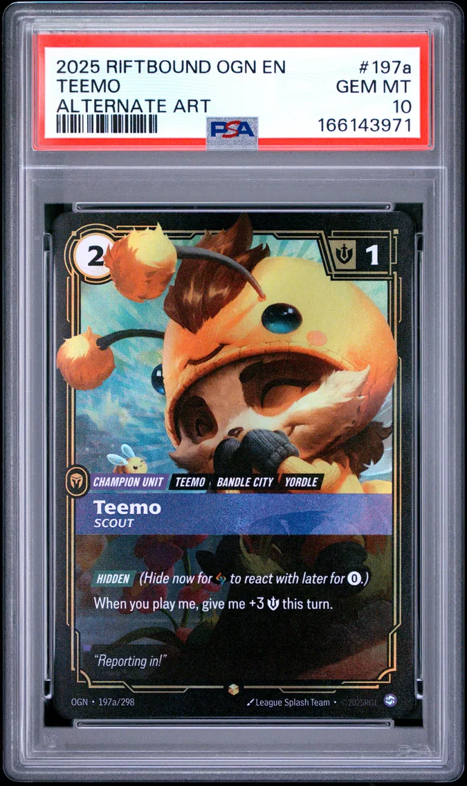 2025 #197a Teemo - Scout PSA 10 Riftbound: League of Legends Ogn-Origins