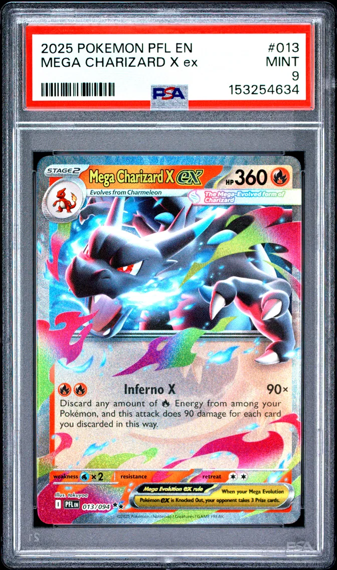 2025 Pokemon Pfl EN-Phantasmal Flames Mega Charizard X EX Pfl EN-Phantasmal Flames #013 PSA 9
