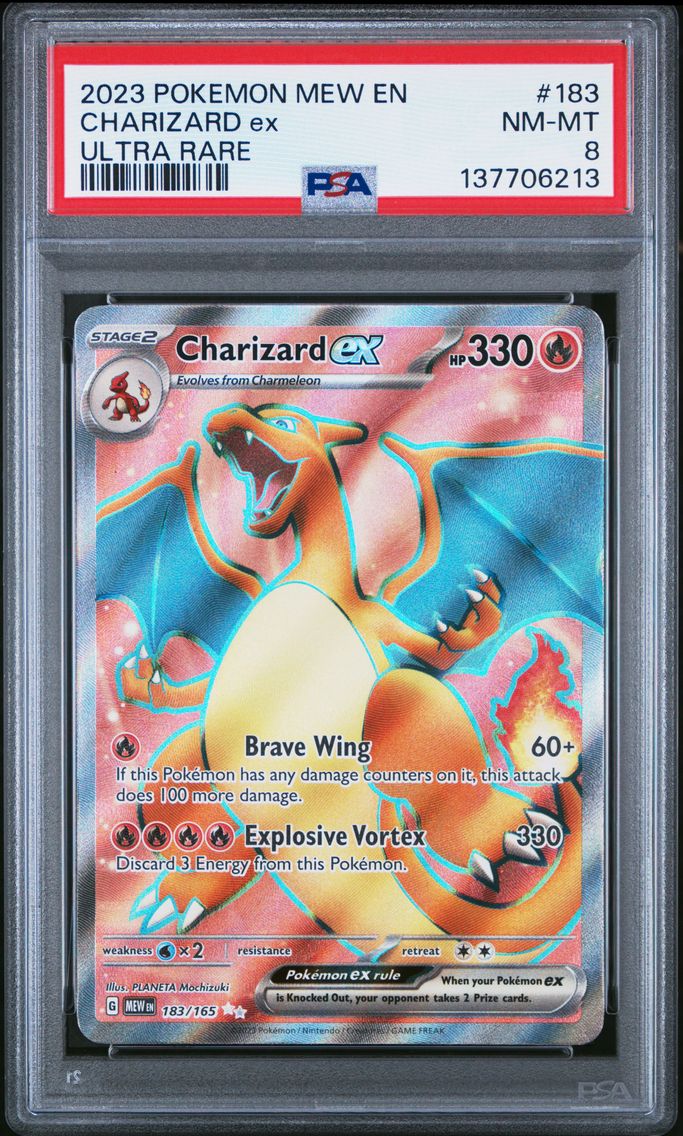 2023 #183 Charizard EX PSA 8 Mew EN-151 Pokemon