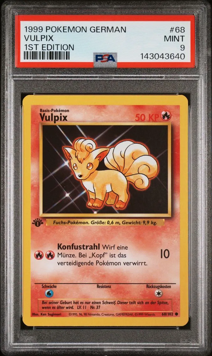 1999 #68 Vulpix 1st Edition PSA 9 German Pokemon