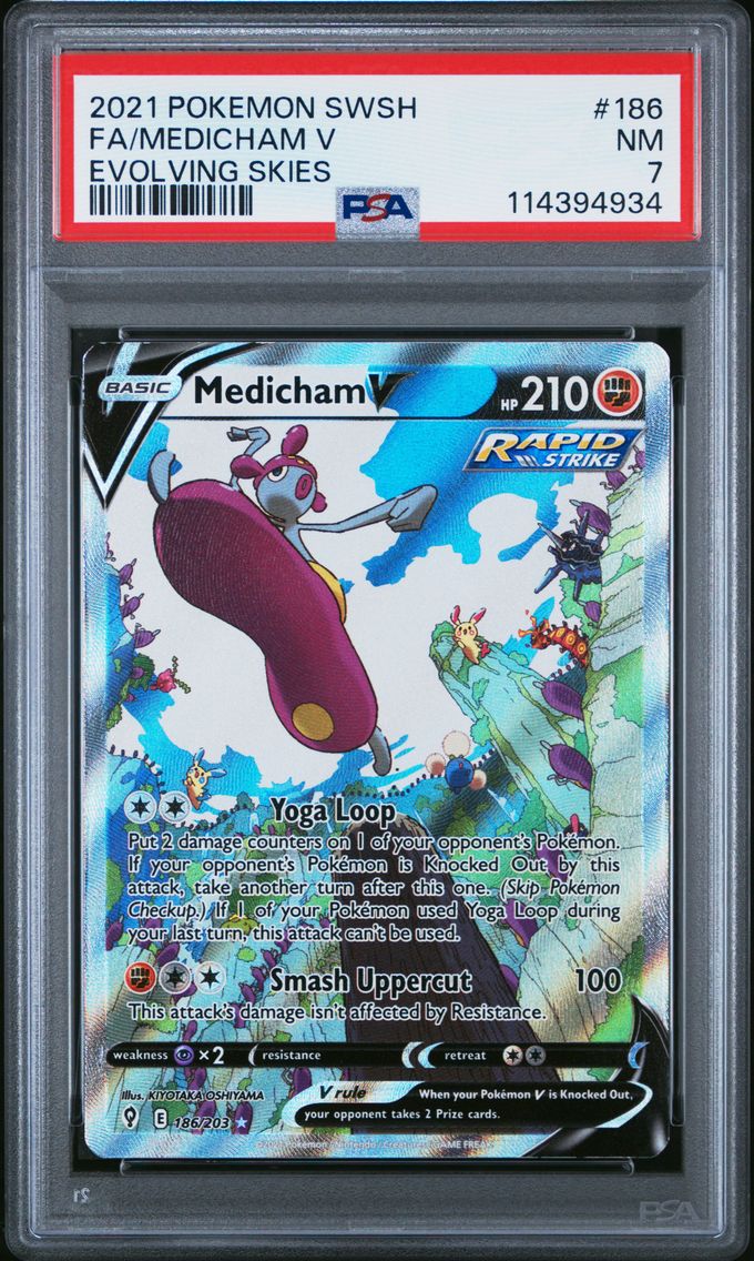 2021 #186 Full Art/Medicham V PSA 7 Sword & Shield Evolving Skies