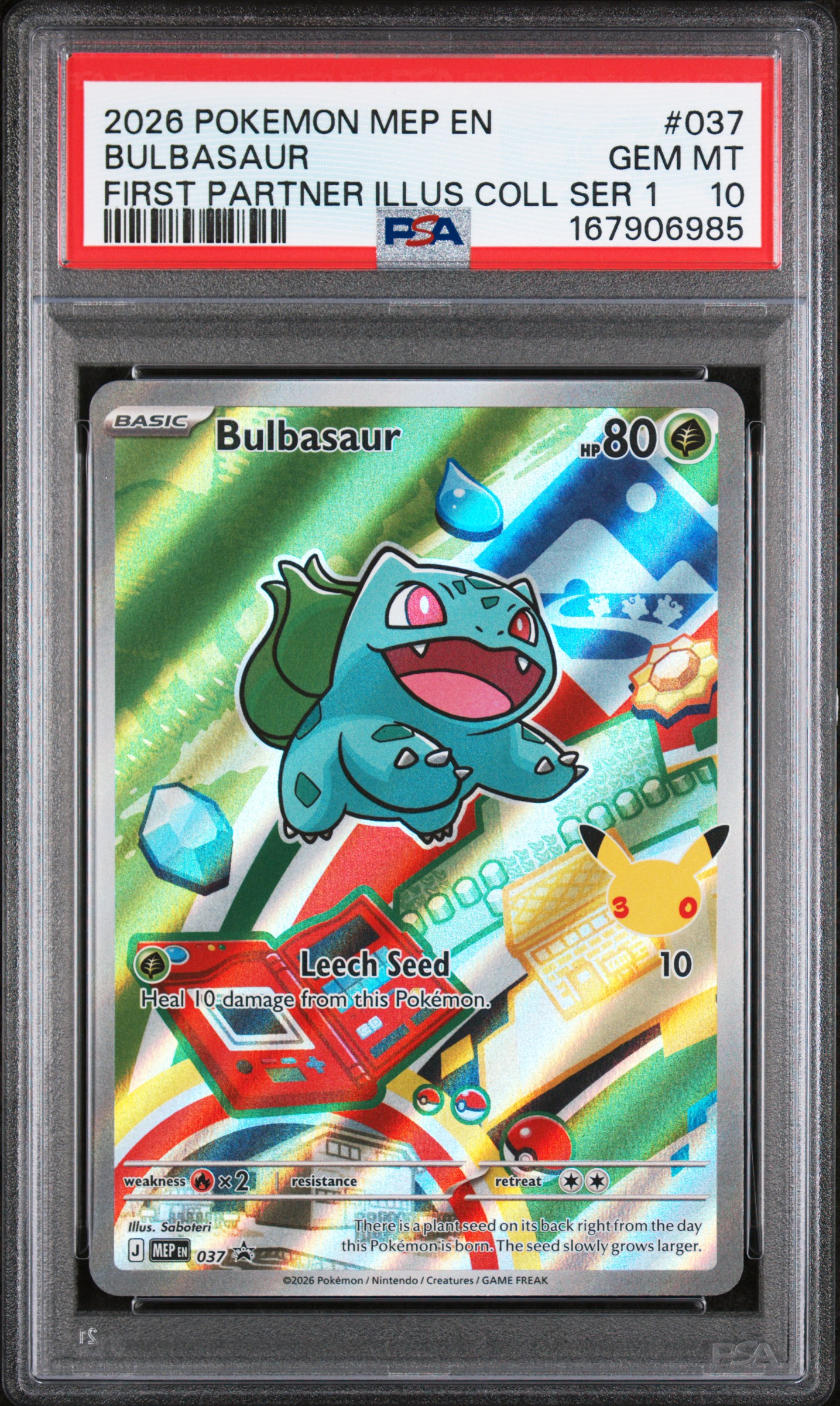 2026 #037 Bulbasaur PSA 10 Mep En-Me Black Star Promo
